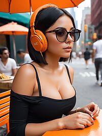 A petite 20 year old Chilean girl is standing by a taco cart in NYC